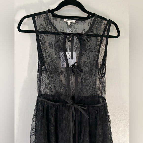 NEW Baevely Anthropologie BLACK Lace Ruffle Ribbon Duster Tiered Romantic, Small - Picture 8 of 10